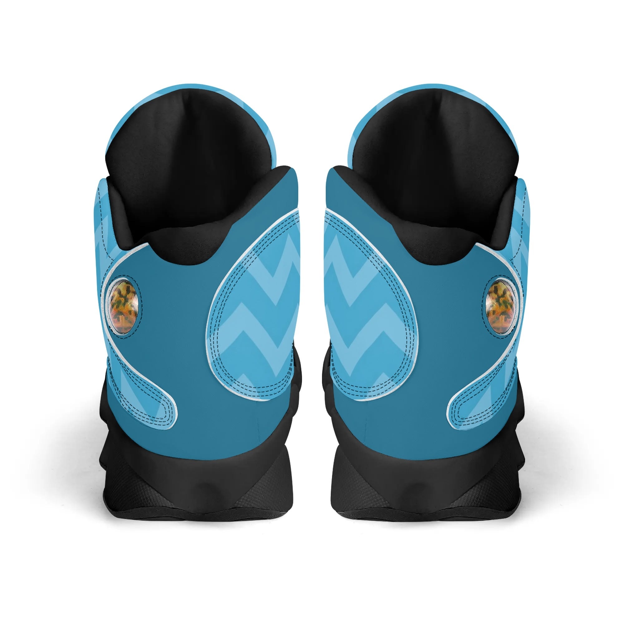 Skate shoe | High Top Sneakers | PU Vegan Leather Basketball shoes | Anime Slayer of Demon | Blue Zigzag Pattern