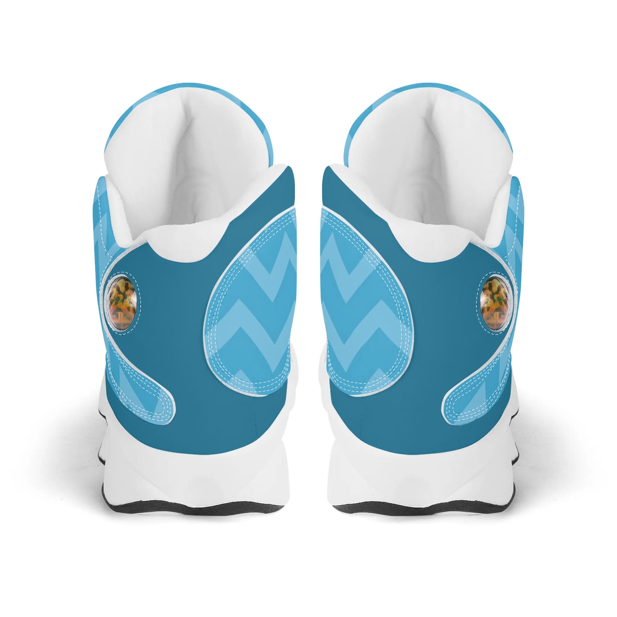 Skate shoe | High Top Sneakers | PU Vegan Leather Basketball shoes | Anime Slayer of Demon | Blue Zigzag Pattern