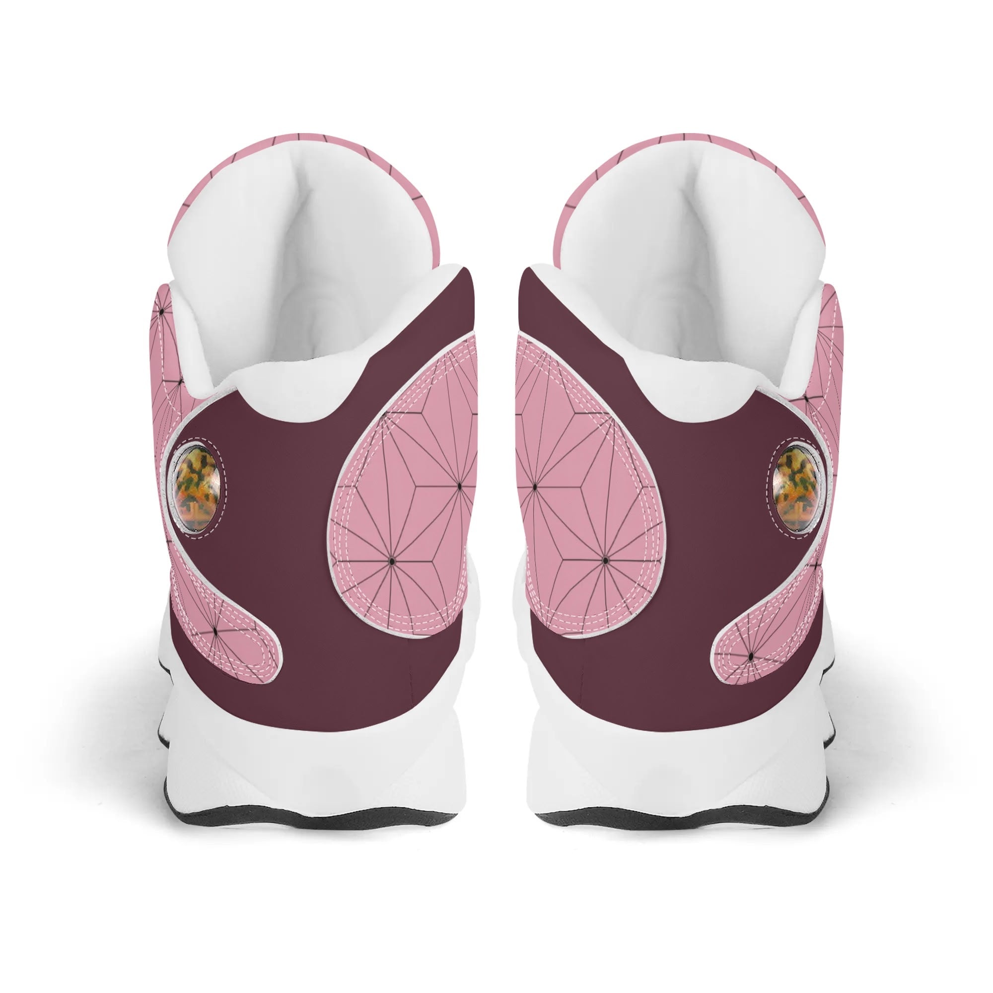 Skate shoe | High Top Sneakers | PU Vegan Leather Basketball shoes | Anime Slayer of Demon | Pink Flower pattern