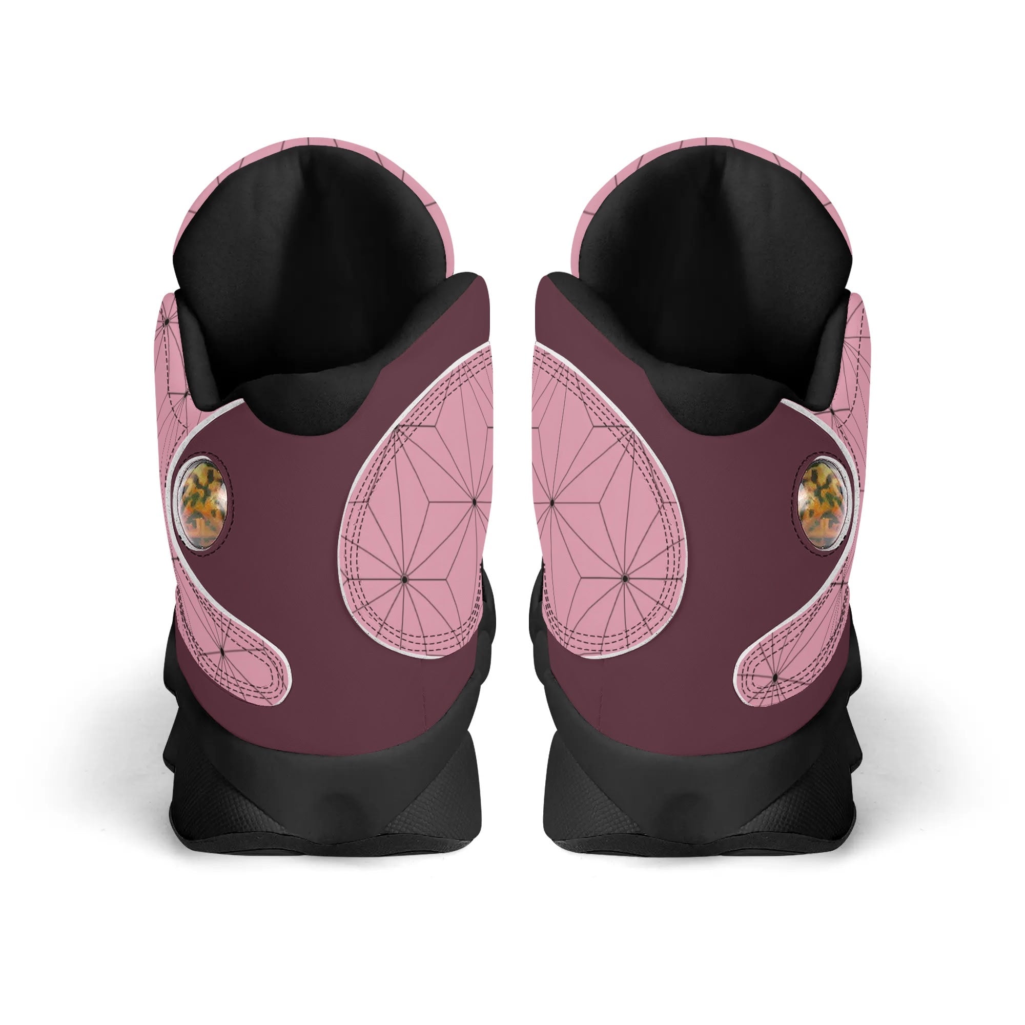 Skate shoe | High Top Sneakers | PU Vegan Leather Basketball shoes | Anime Slayer of Demon | Pink Flower pattern