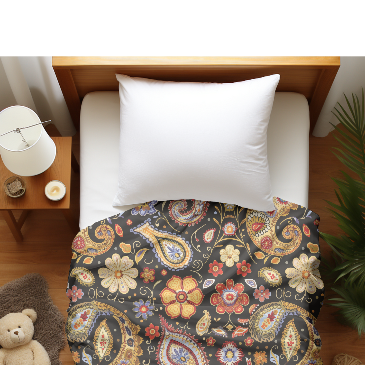 Duvet cover with matching Pillow cases | Luxury Bedding set | Twin, Queen, King Sizes | Boho Floral Paisley