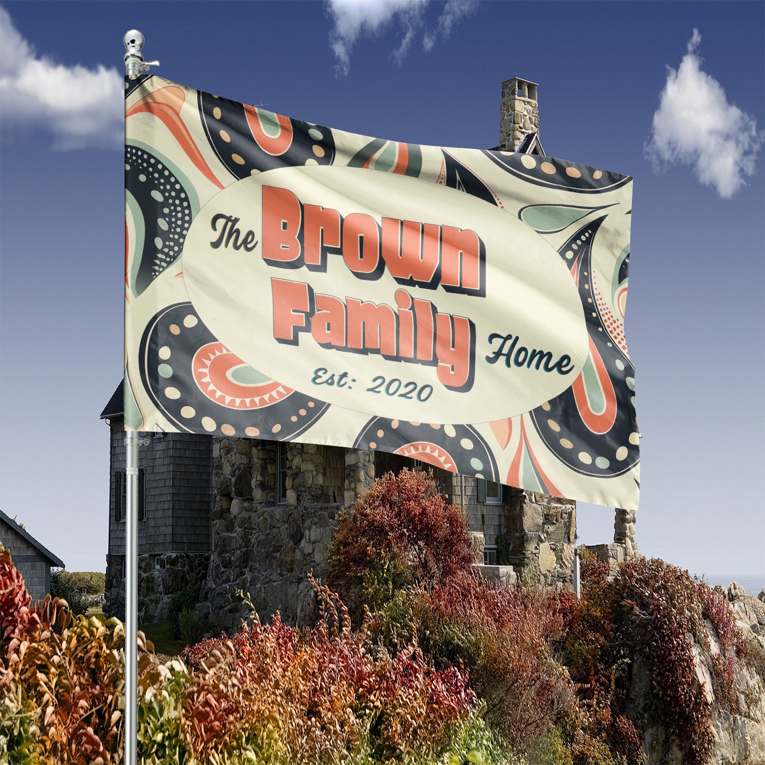 Custom HOUSE FLAGS | Welcome Garden Flag | Personalized Name | Double-Sided, UV Resistant Polyester | Pretty Paisley