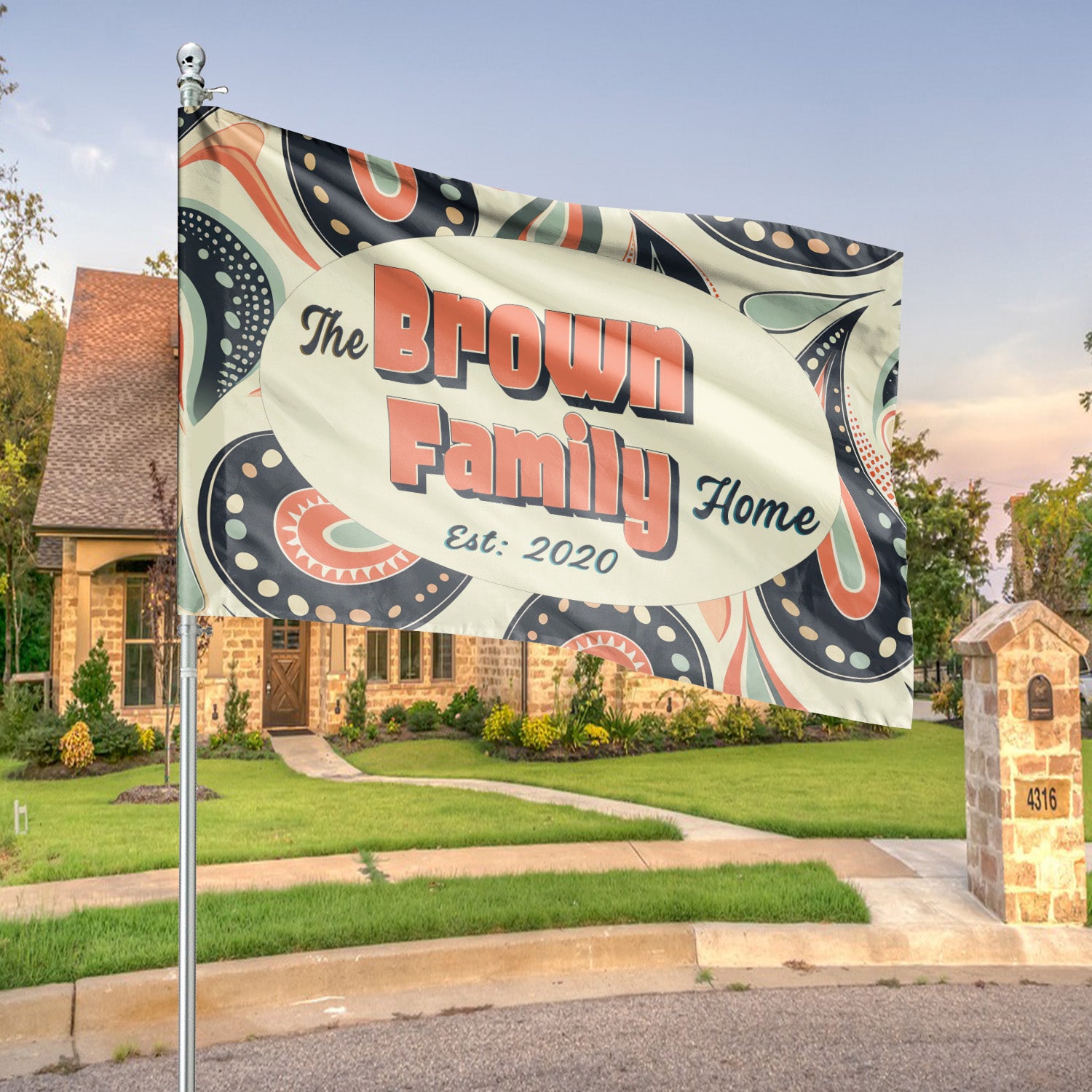 Custom GARDEN FLAGS | Welcome House Flag | Personalized Name | Double-Sided, UV Resistant Polyester | Pretty Paisley