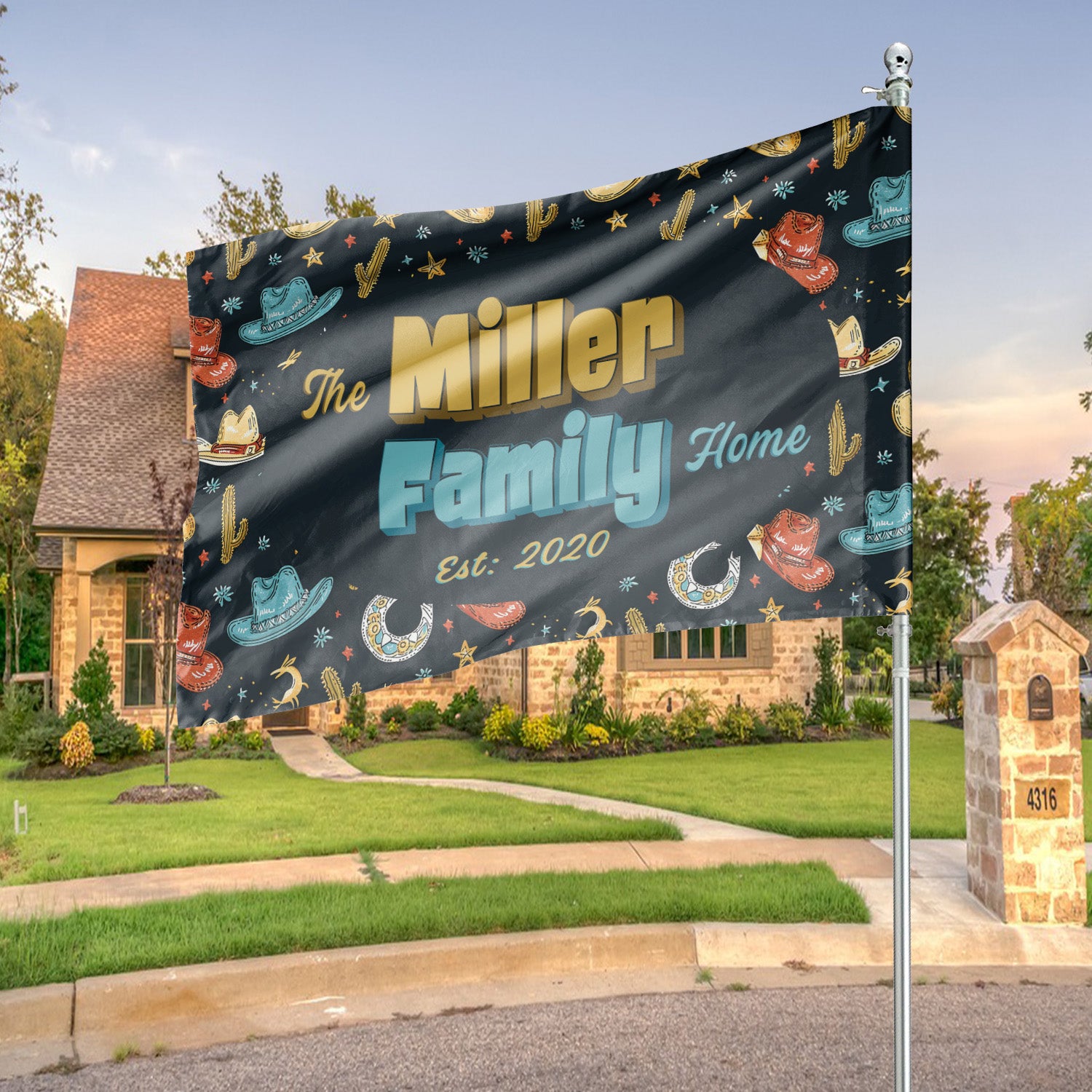 Custom GARDEN Flags | Welcome House Flag | Personalized Name | Double-Sided, UV Resistant Polyester | South Western Cowboy