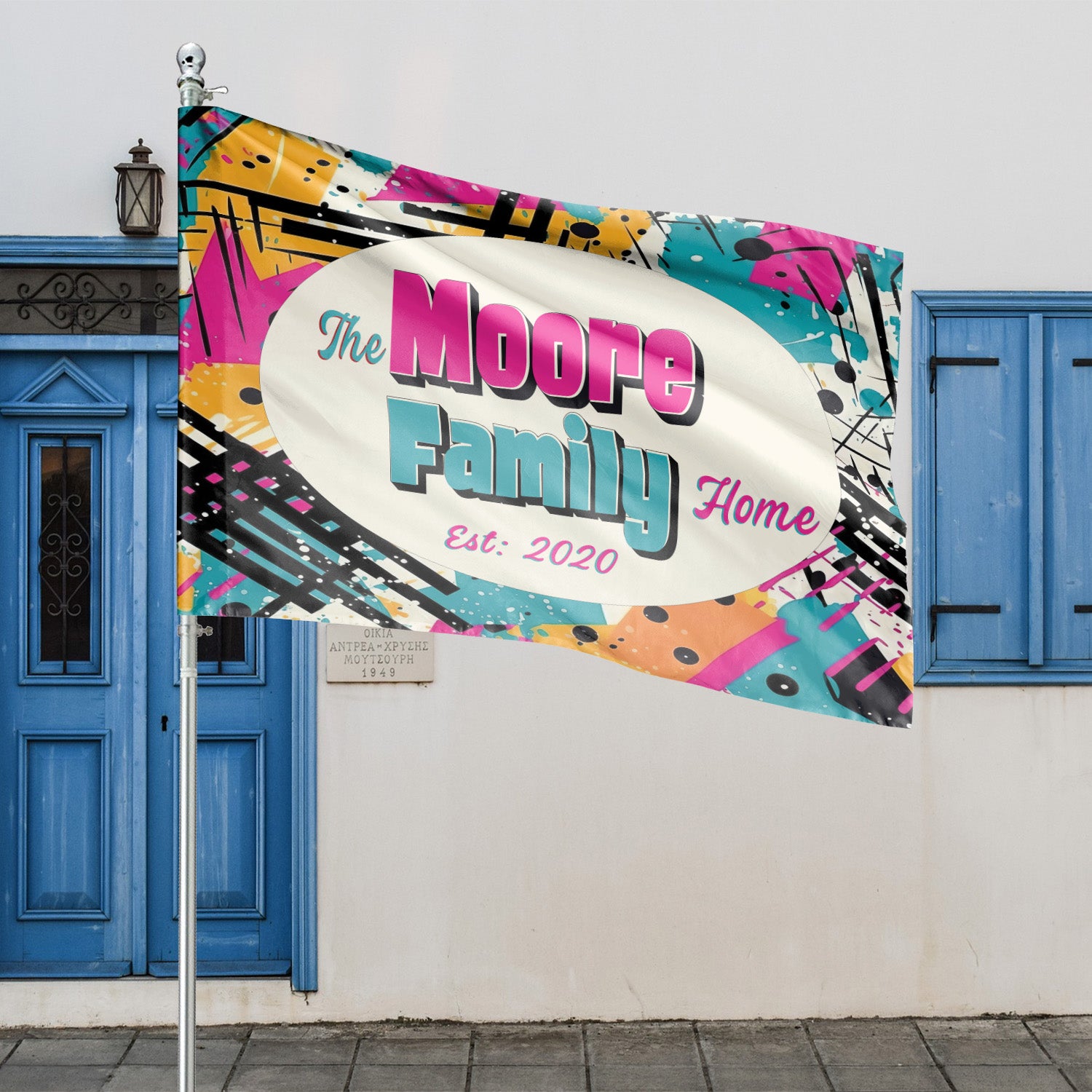 Custom HOUSE FLAGS | Welcome Garden Flag | Personalized Name | Double-Sided, UV Resistant Polyester | Abstract Splatter