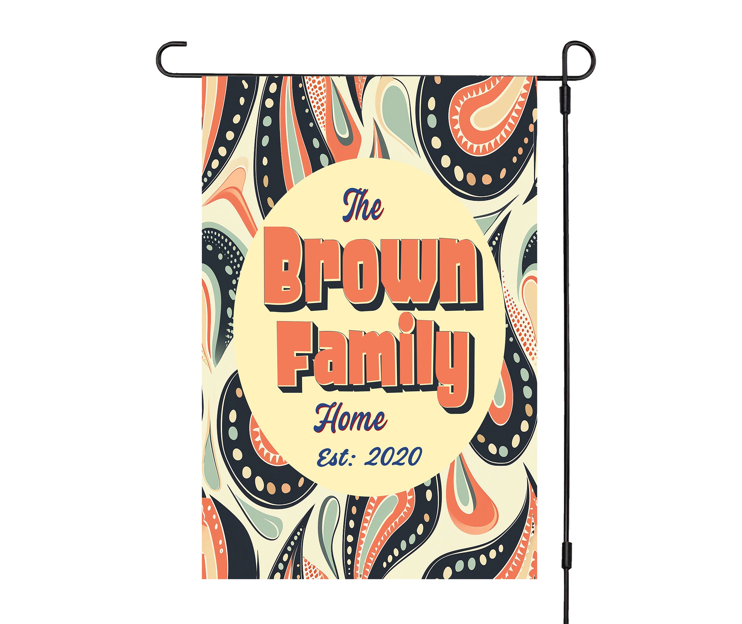 Custom GARDEN FLAGS | Welcome House Flag | Personalized Name | Double-Sided, UV Resistant Polyester | Pretty Paisley