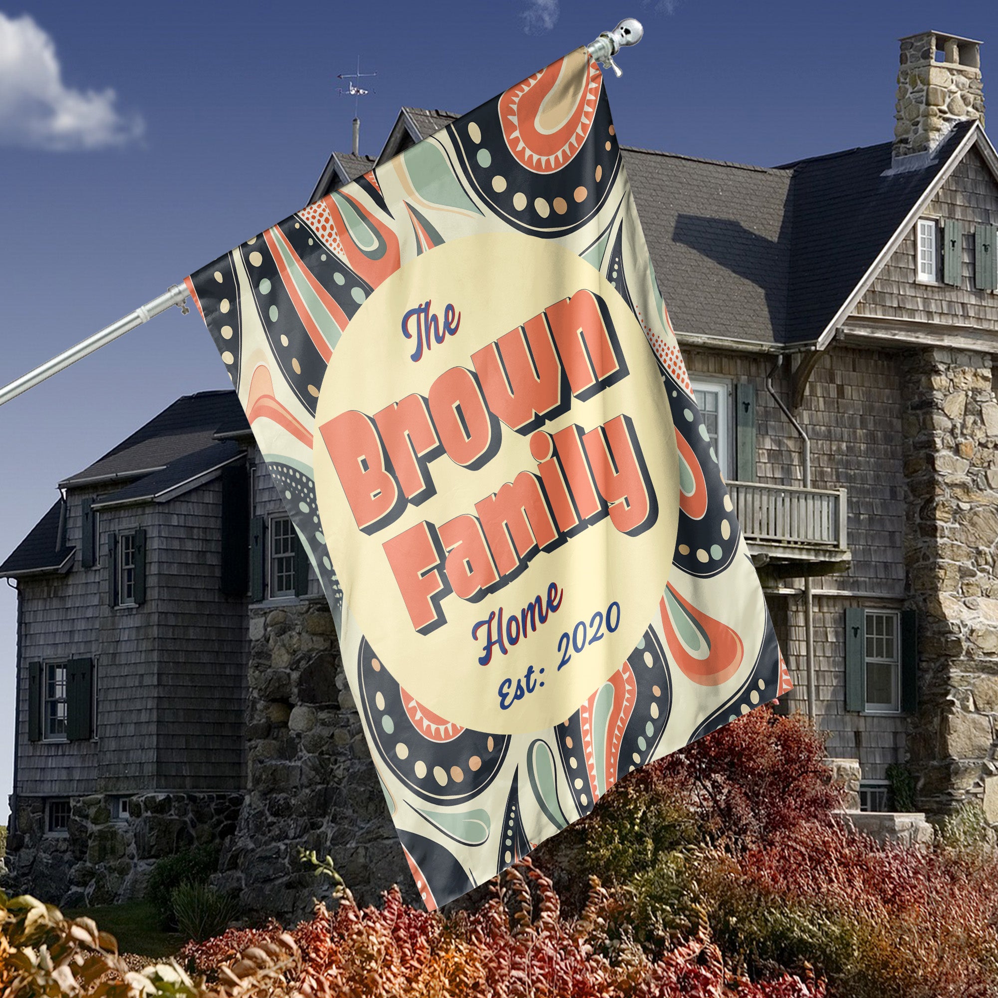 Custom GARDEN FLAGS | Welcome House Flag | Personalized Name | Double-Sided, UV Resistant Polyester | Pretty Paisley