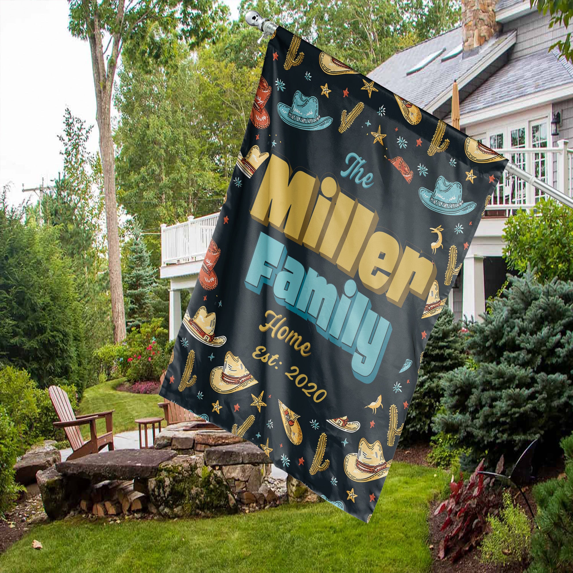 Custom GARDEN Flags | Welcome House Flag | Personalized Name | Double-Sided, UV Resistant Polyester | South Western Cowboy