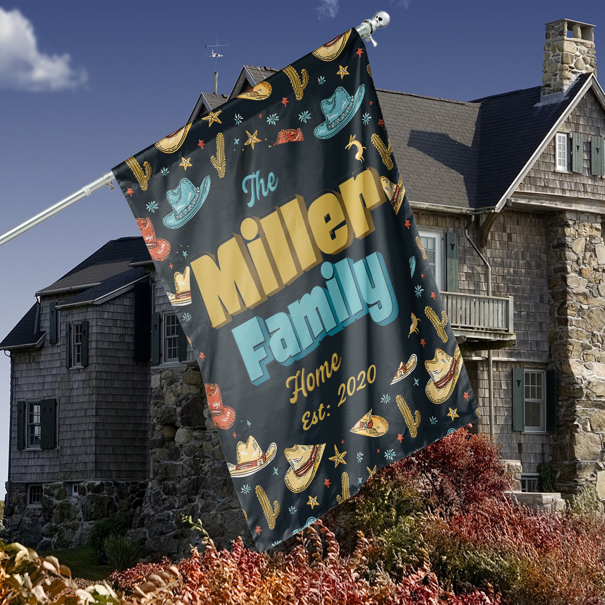 Custom GARDEN Flags | Welcome House Flag | Personalized Name | Double-Sided, UV Resistant Polyester | South Western Cowboy