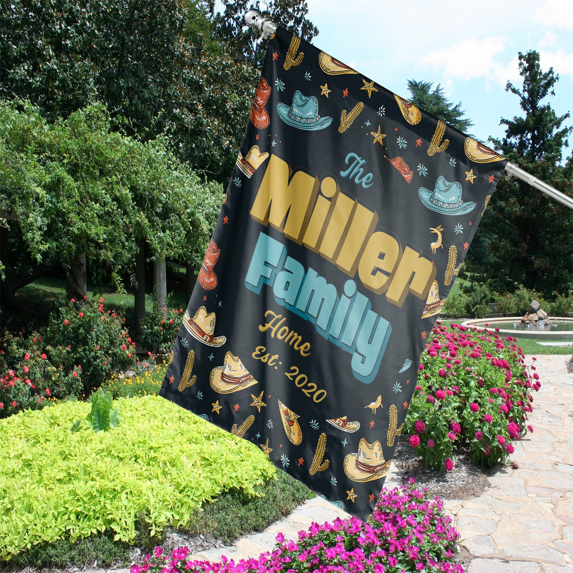 Custom GARDEN Flags | Welcome House Flag | Personalized Name | Double-Sided, UV Resistant Polyester | South Western Cowboy