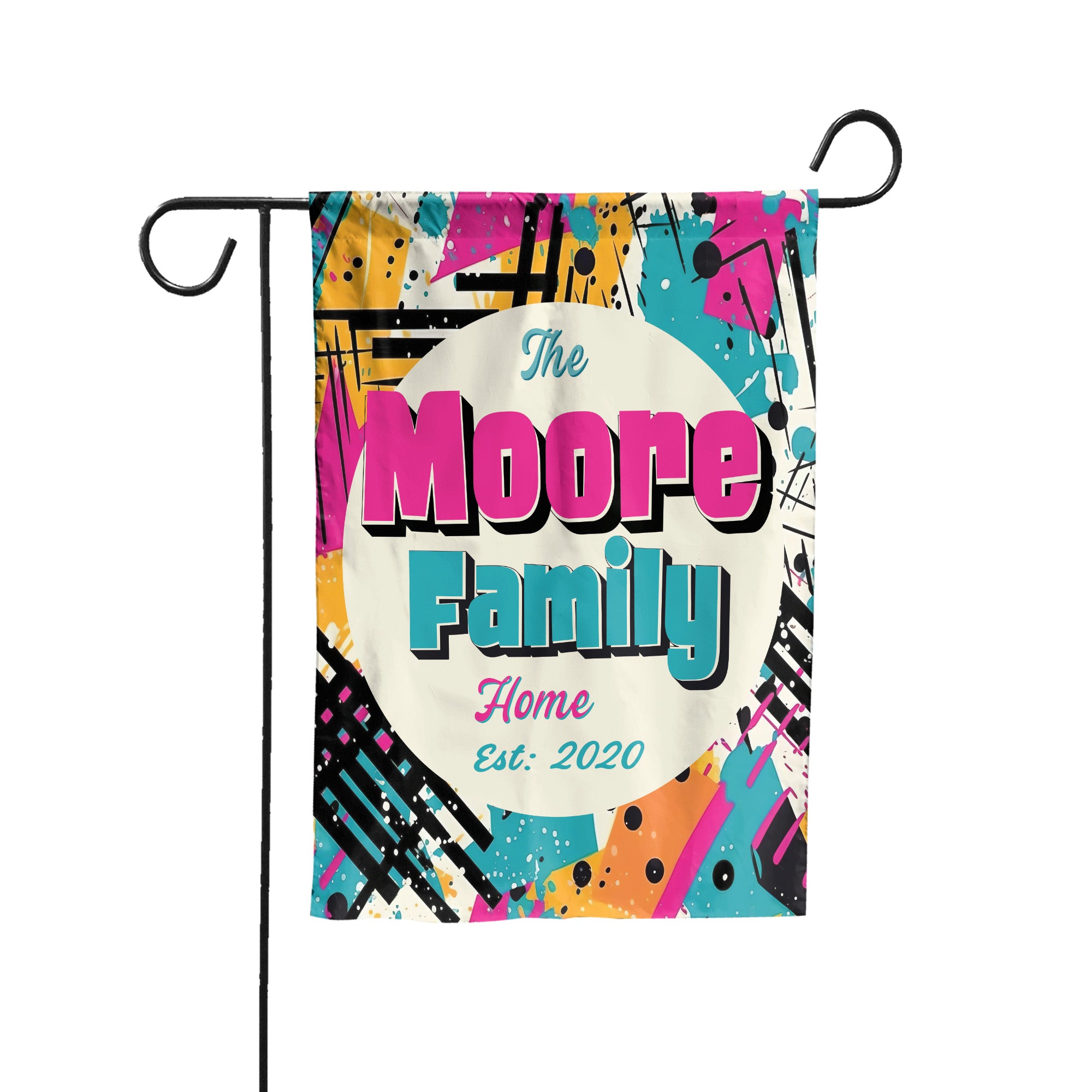 Custom HOUSE FLAGS | Welcome Garden Flag | Personalized Name | Double-Sided, UV Resistant Polyester | Abstract Splatter