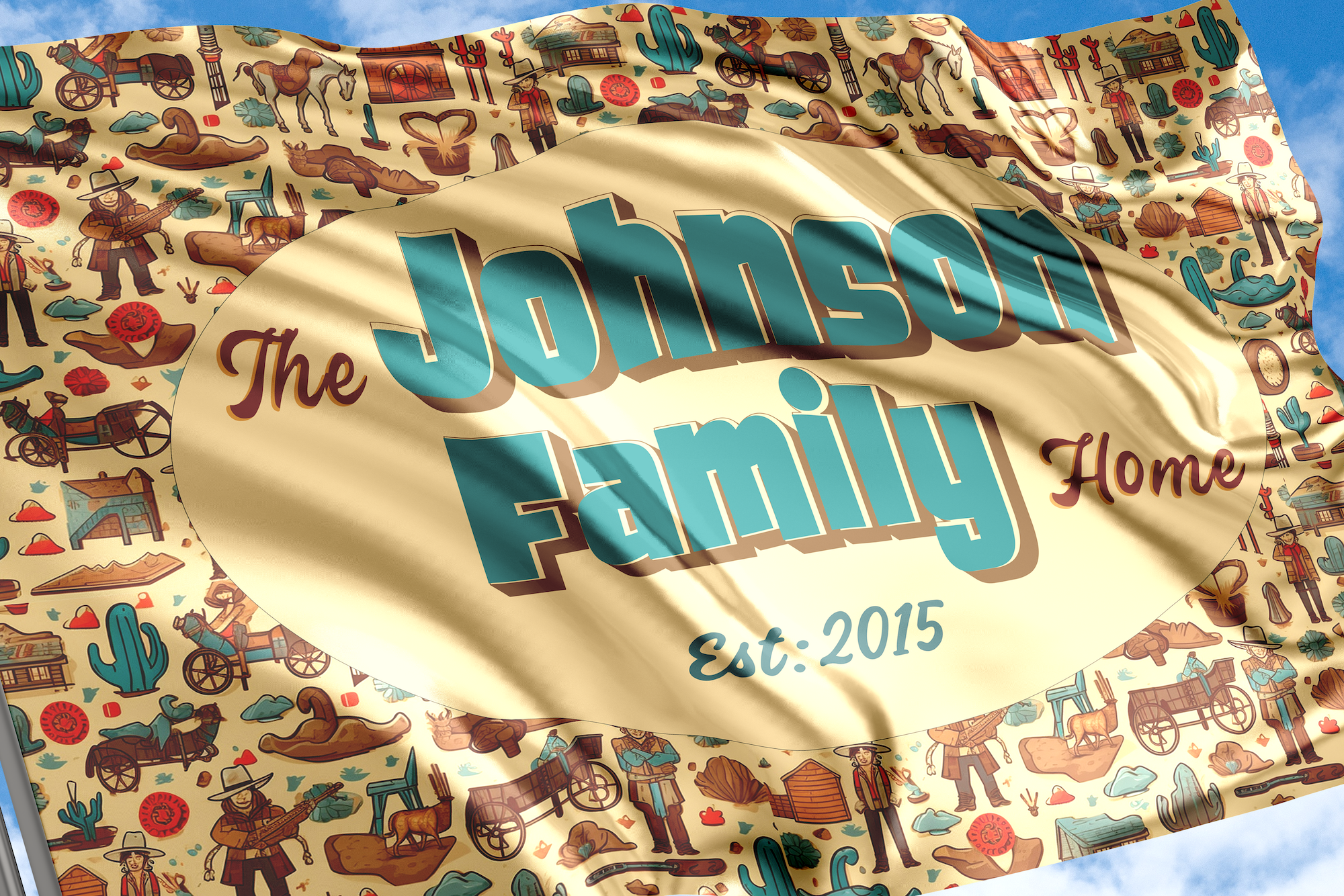 Custom GARDEN FLAGS | Welcome House Flag | Personalized Name | Double-Sided, UV Resistant Polyester | Wild West Village