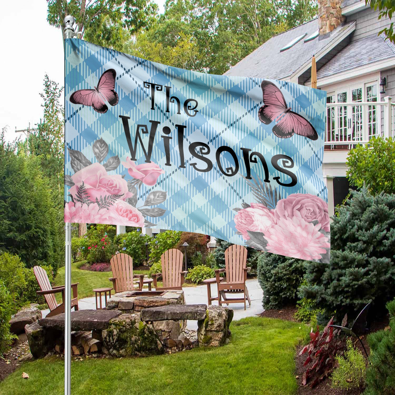 Custom GARDEN FLAGS | Welcome House Flag | Personalized Name | Double-Sided, UV Resistant Polyester | Pastel Pink Halloween