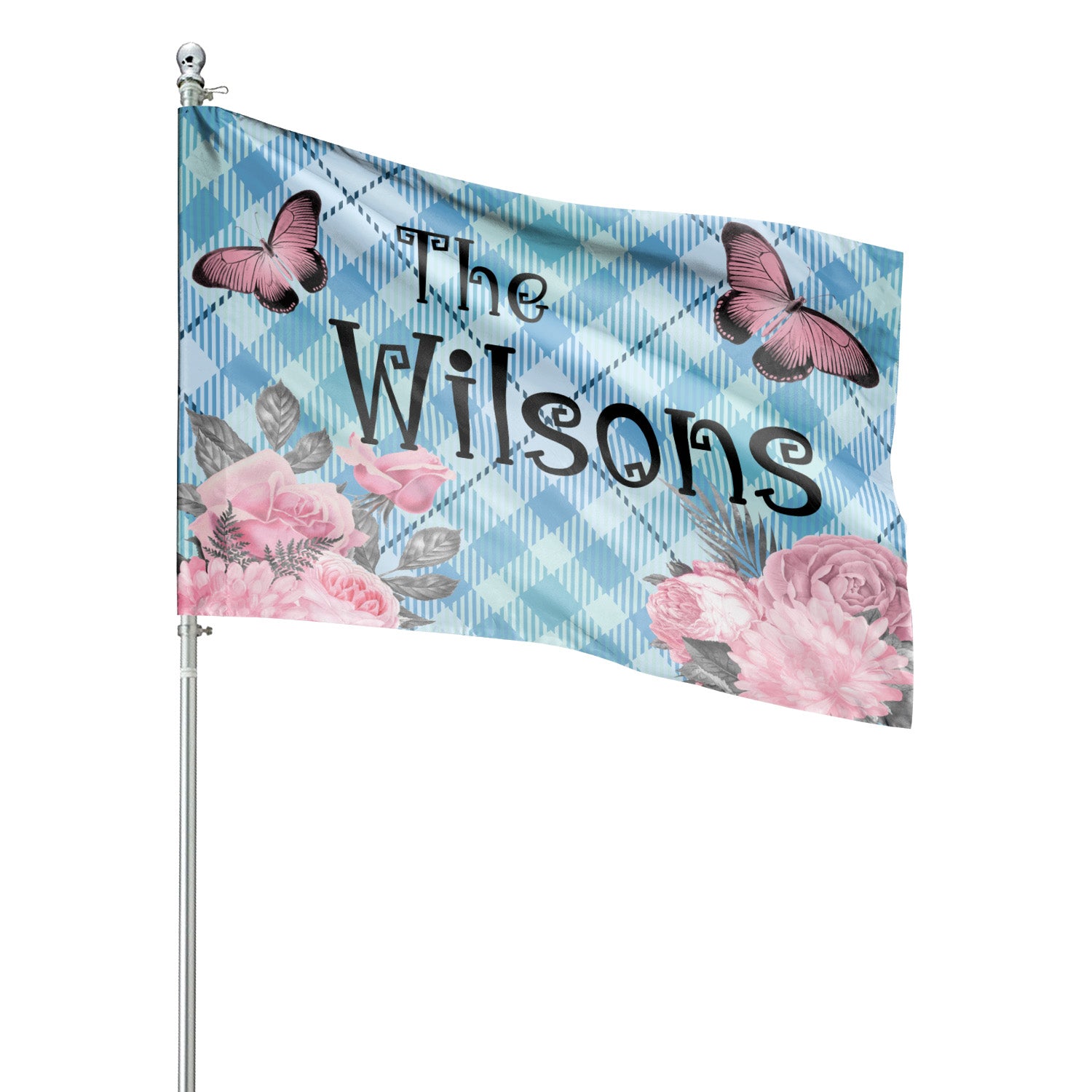 Custom GARDEN FLAGS | Welcome House Flag | Personalized Name | Double-Sided, UV Resistant Polyester | Pastel Pink Halloween