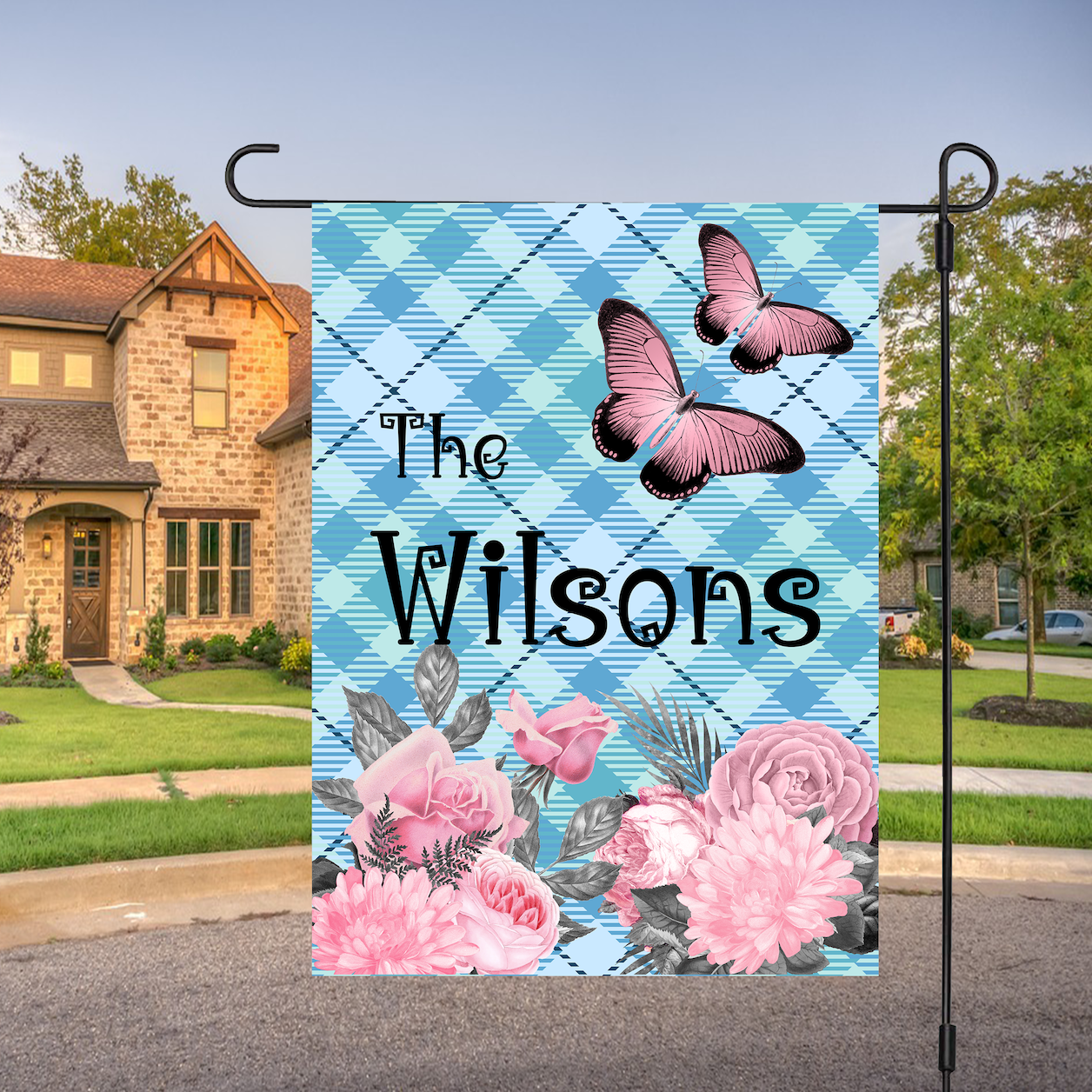 Custom HOUSE FLAGS | Welcome Garden Flag | Personalized Name | Double-Sided, UV Resistant Polyester | Pastel Pink Halloween