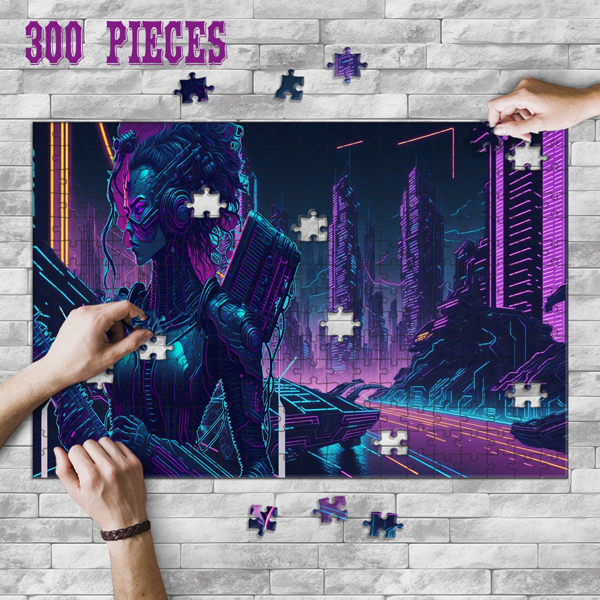 Rectangle Puzzles for All Ages – High-Quality, Durable, and Fun Jigsaw with Precision Laser-Cut Pieces | Cyber Punk - Cyborg musician