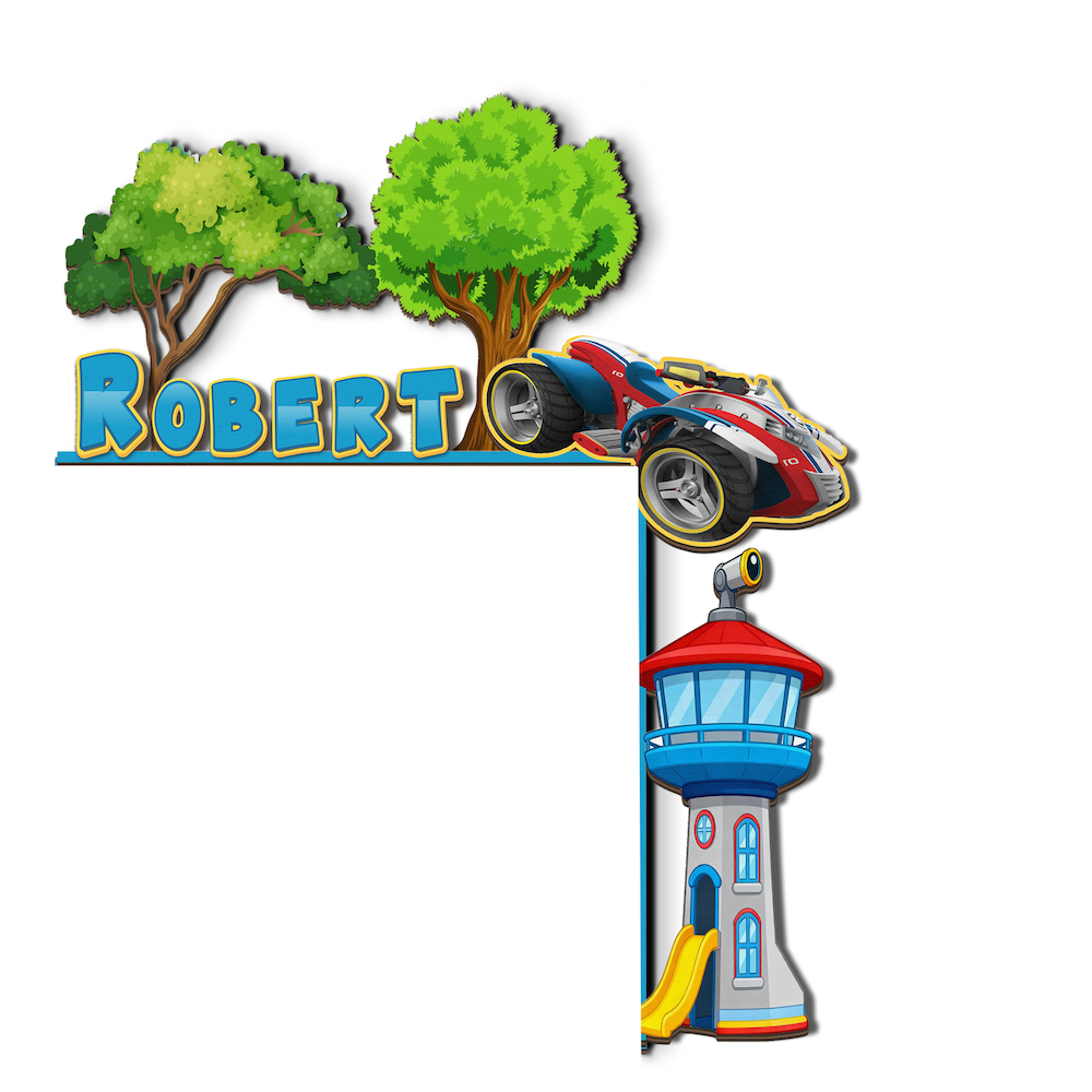 PERSONALIZED Wooden Door Corner | CUSTOM Name Sign | Single/Double Layer | 10” & 15” Sizes | Kids Room Decor | Car Patrol