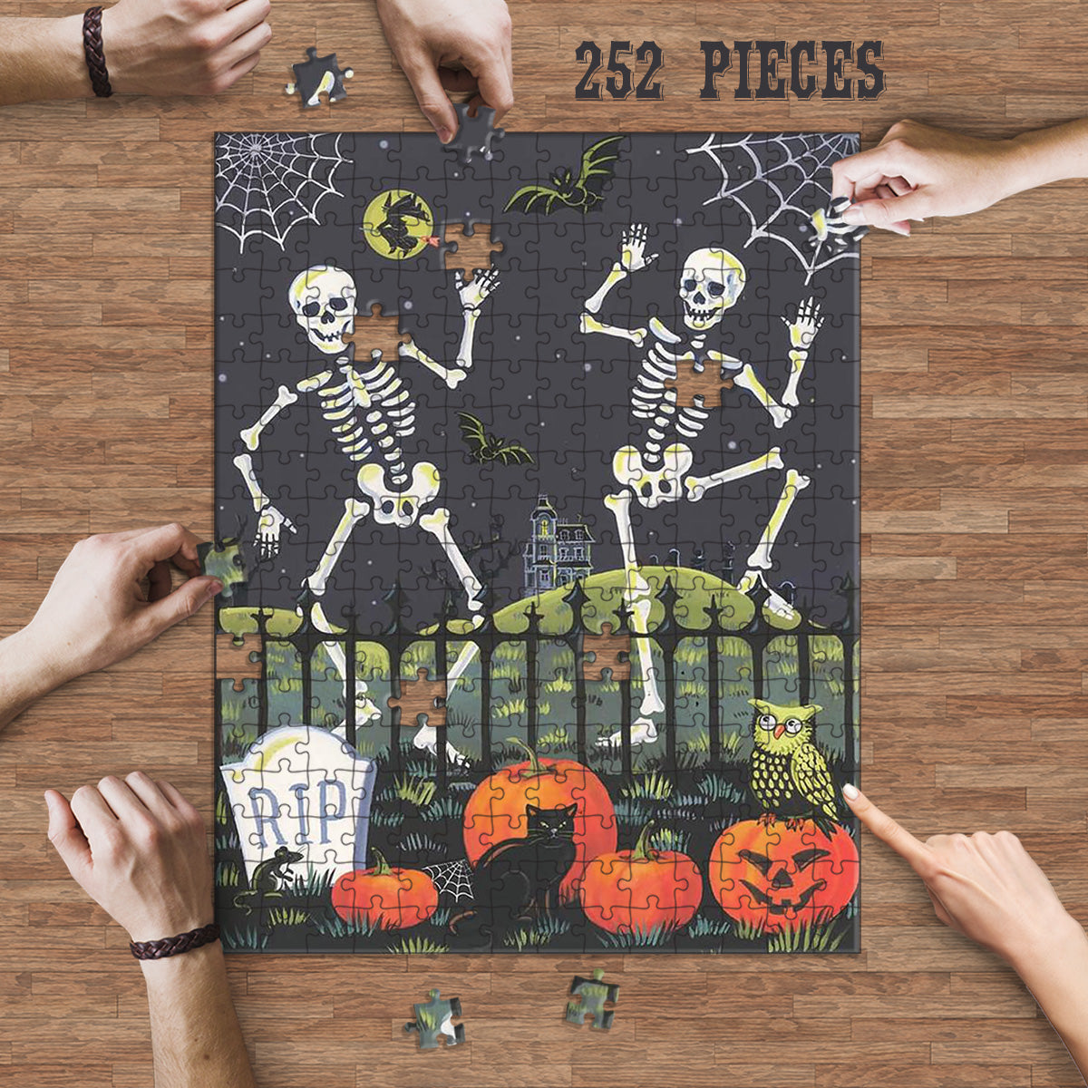 Rectangle Puzzles for All Ages – High-Quality, Durable, and Fun Jigsaw with Precision Laser-Cut Pieces | Halloween Night Skeleton Dance