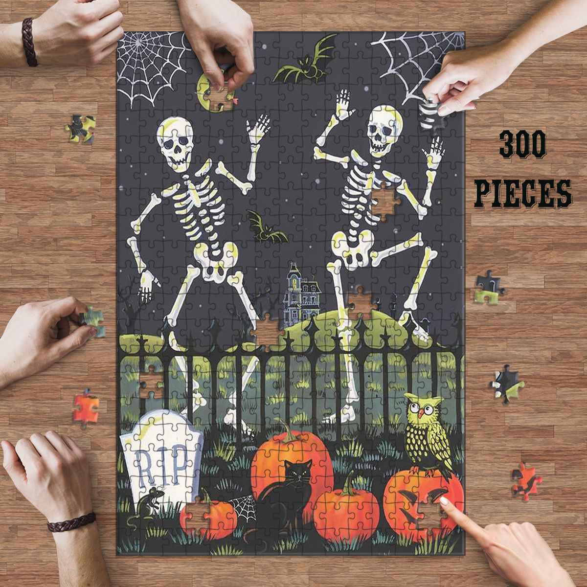 Rectangle Puzzles for All Ages – High-Quality, Durable, and Fun Jigsaw with Precision Laser-Cut Pieces | Halloween Night Skeleton Dance