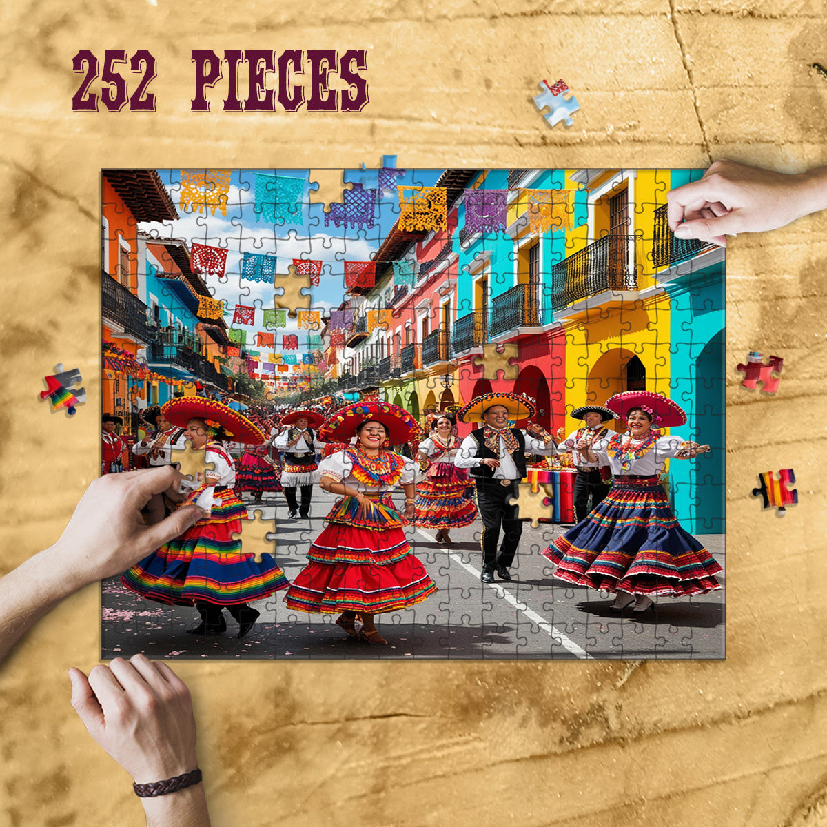 Rectangle Puzzles for All Ages – High-Quality, Durable, and Fun Jigsaw with Precision Laser-Cut Pieces | Hispanic Heritage-Street Festival