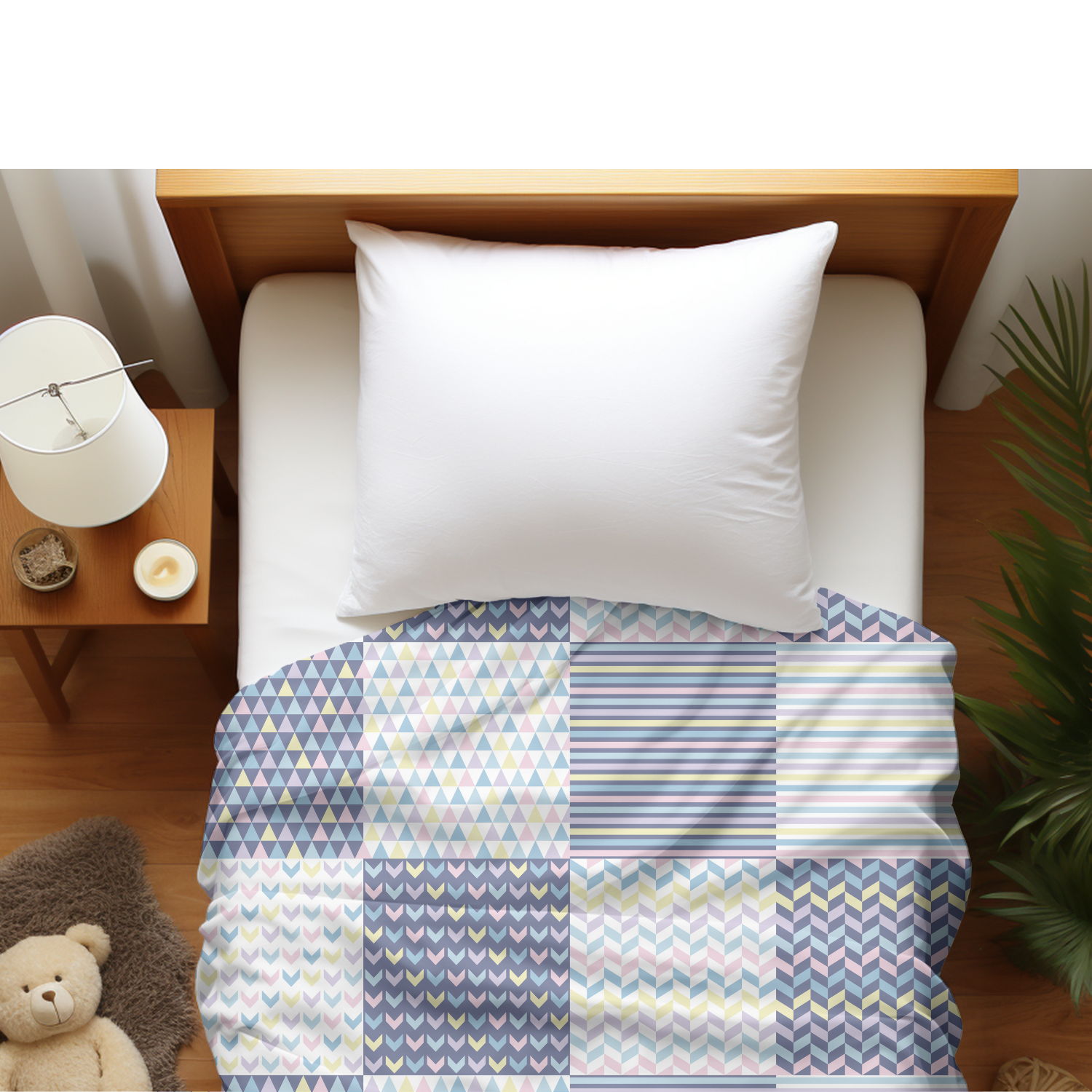 Duvet cover with matching Pillow cases | Luxury Bedding set | Twin, Queen, King Sizes | Geometric Pastel