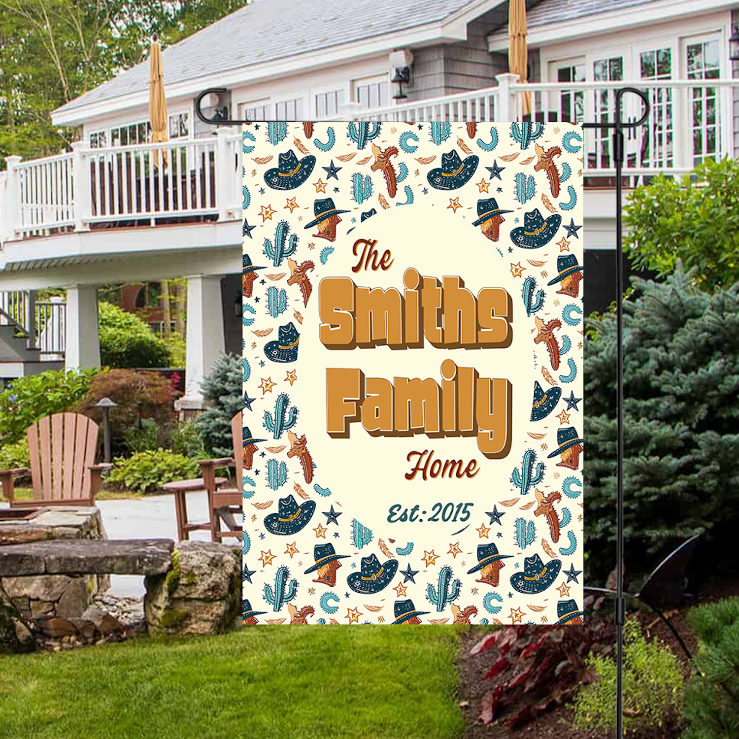 Custom HOUSE FLAGS | Welcome Garden Flag | Personalized Name | Double-Sided, UV Resistant Polyester | Cowboy Rodeo