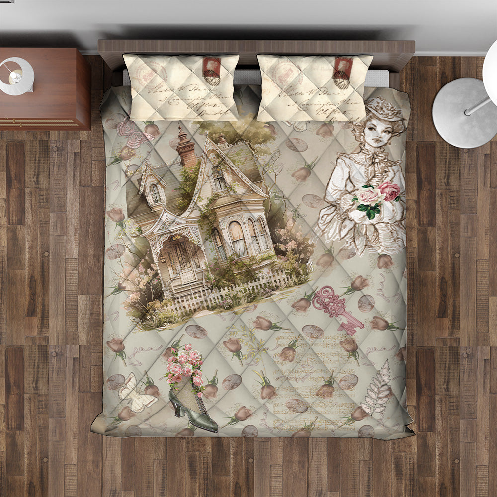 Quilted Bedding Set | Traditional Vintage Comforters | Cute Bohemian Bedspreads with matching Pillowcase