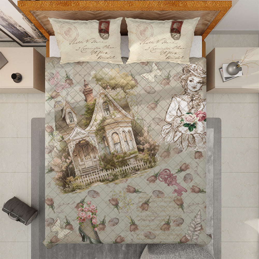 Quilted Bedding Set | Traditional Vintage Comforters | Cute Bohemian Bedspreads with matching Pillowcase