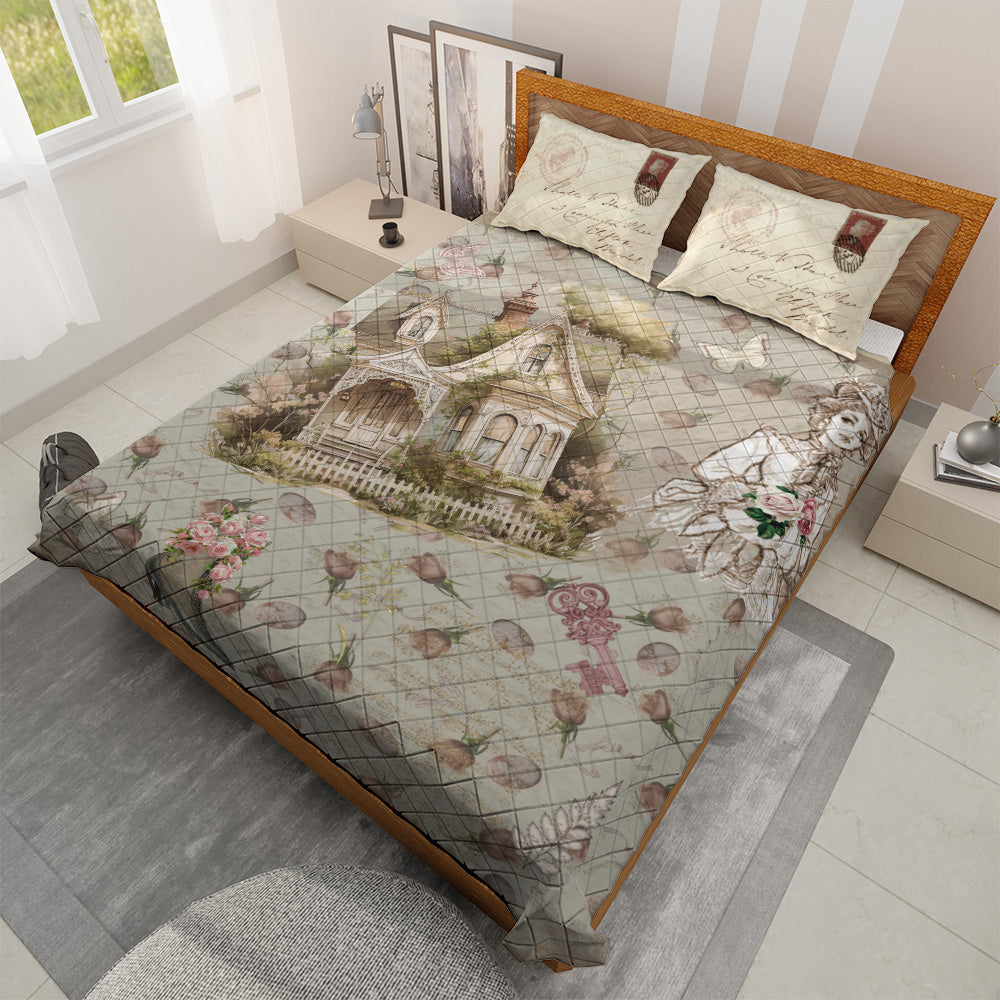 Quilted Bedding Set | Traditional Vintage Comforters | Cute Bohemian Bedspreads with matching Pillowcase