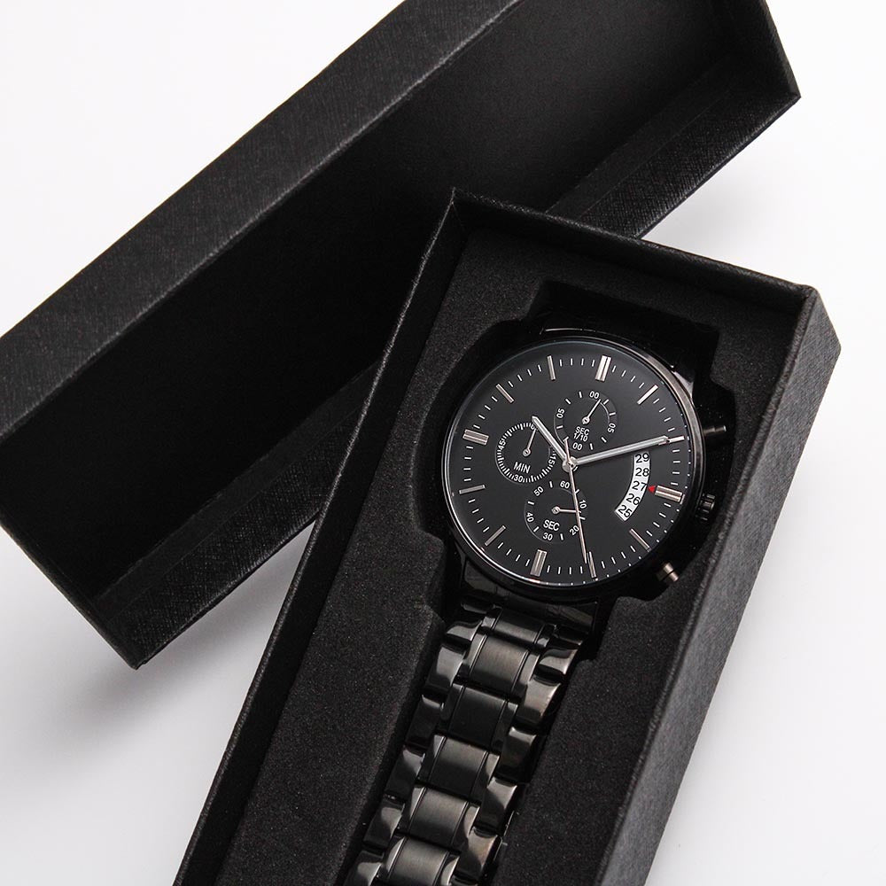 Engraved Chronograph Watch - Personalize with your custom message | Sentimental Keepsake Gift for the Guy who has everything