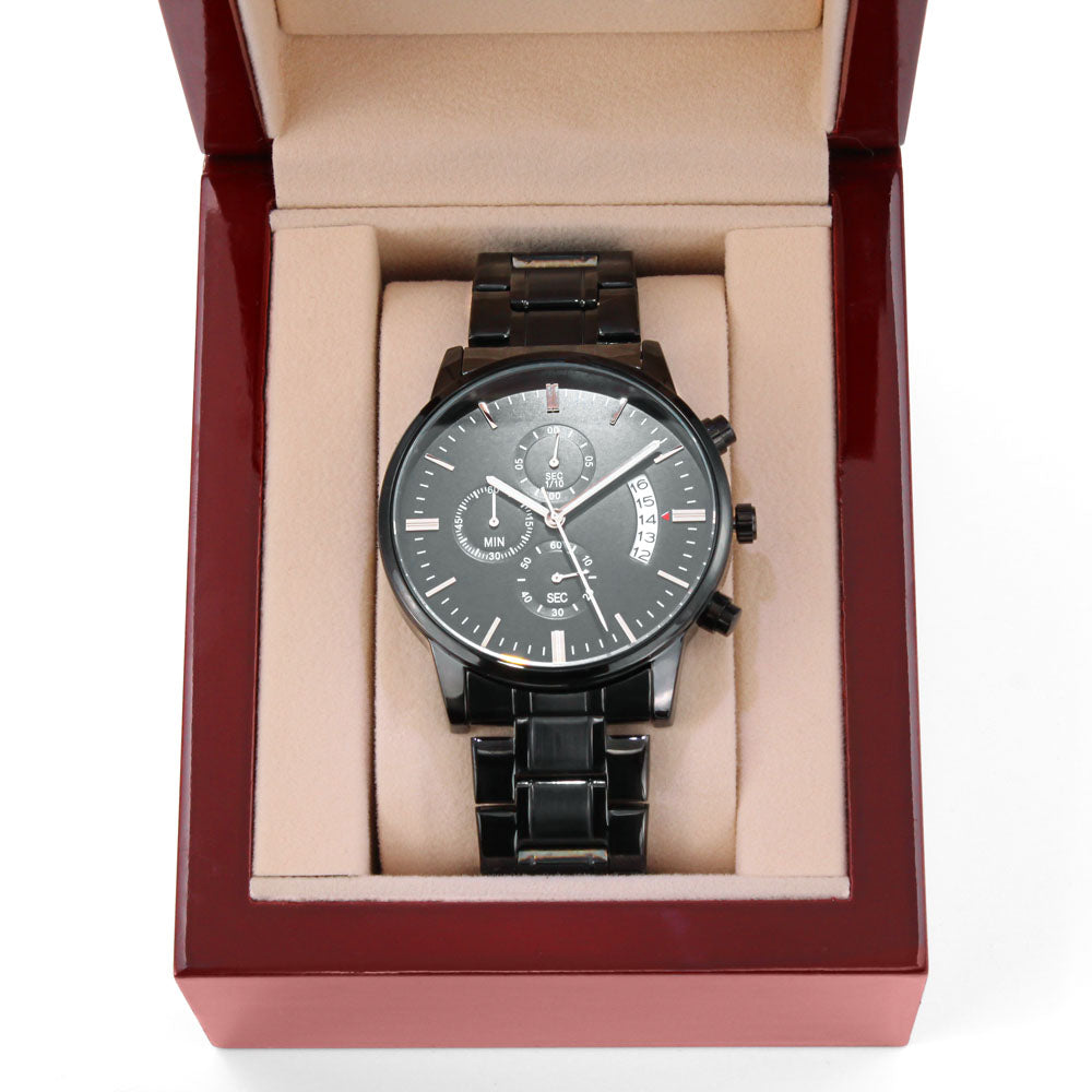 Engraved Black Chronograph Watch - Personalized Sentimental Gift for Grandpa | Durable, Stylish, and Thoughtful - Always Look Up to You