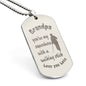 Engraved Dog Tag Necklace with Ball Chain | Personalized Unique Sentimental Gift for Grandfather who has everything | Superhero with Walking Stick