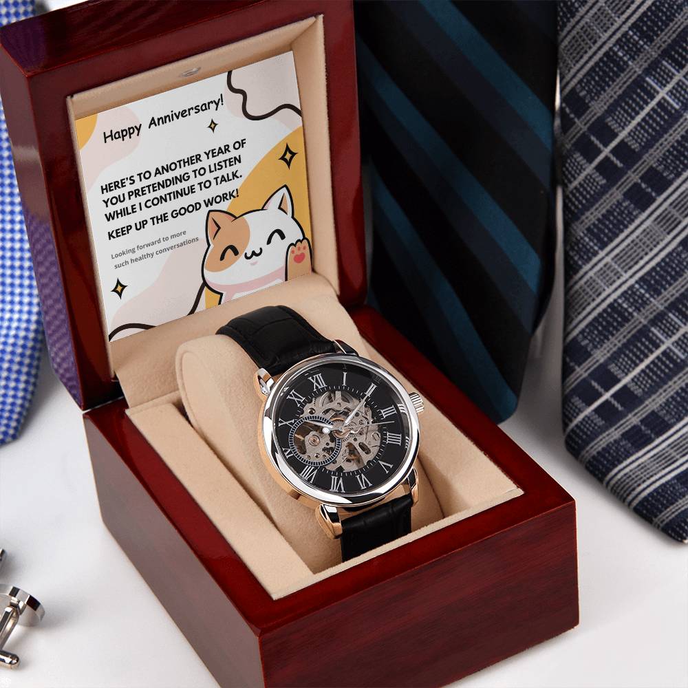 Skeleton Watch with Humorous Message for Hubby | Perfect Anniversary or Birthday Gift | Keep up the good work