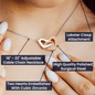 LDR Gift | Long Distance Relationship Gift for Her | Long Distance Love | Cute Funny Gift for Wife or Girlfriend | Interlocking Hearts Necklace with Message card