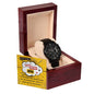 Black Chronograph Watch - The Perfect Gift for Boss Birthday | Three Dial | Water Resistant | Scratch Proof | Gift Box | Retro Vintage Message Card