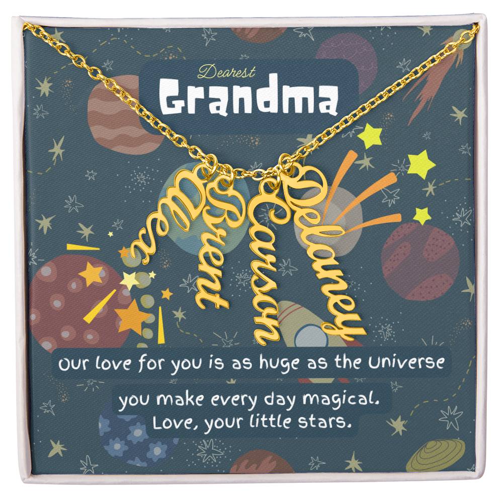 Personalized Name Necklace for Grandma who has everything | Cherished Keepsake Sentimental gift for your Grandmother | Love as huge as the Universe