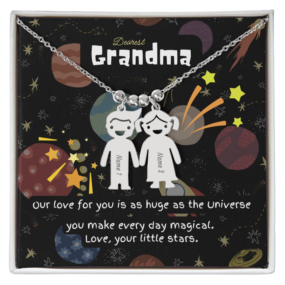 Personalized Kid Charm Necklace Gift for Grandma who has everything | Unique Sentimental Keepsake | Love as huge as the Universe