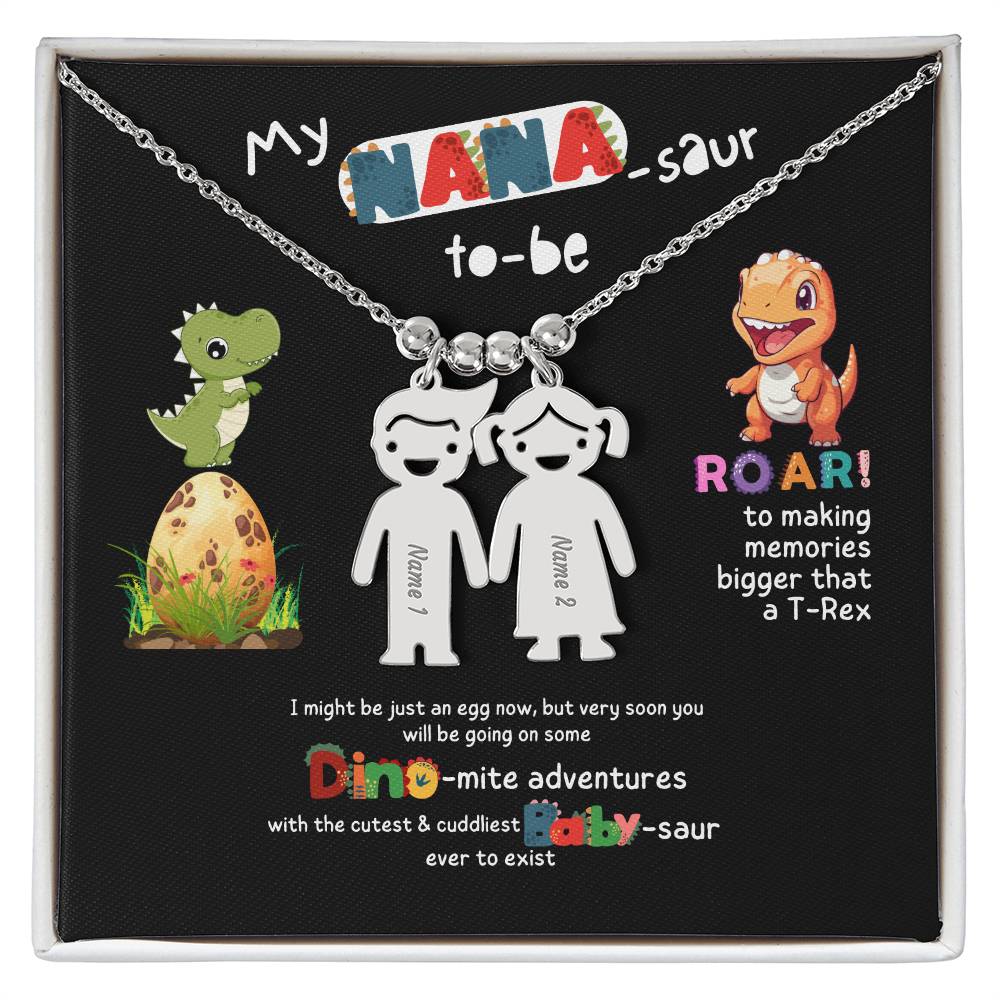 Personalized Kid Charm Necklace Gift for Grandma who has everything | Unique Sentimental Keepsake | Nana -saurus