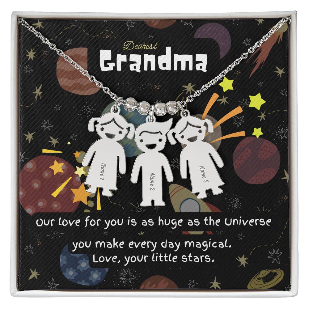 Personalized Kid Charm Necklace Gift for Grandma who has everything | Unique Sentimental Keepsake | Love as huge as the Universe