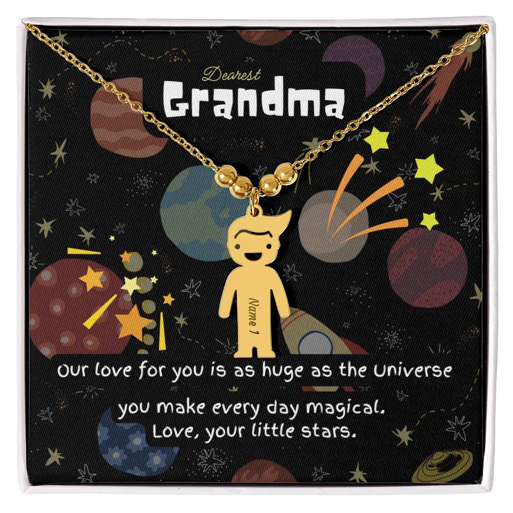 Personalized Kid Charm Necklace Gift for Grandma who has everything | Unique Sentimental Keepsake | Love as huge as the Universe