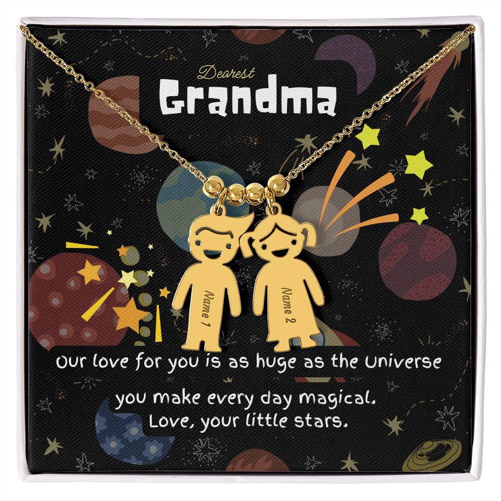 Personalized Kid Charm Necklace Gift for Grandma who has everything | Unique Sentimental Keepsake | Love as huge as the Universe