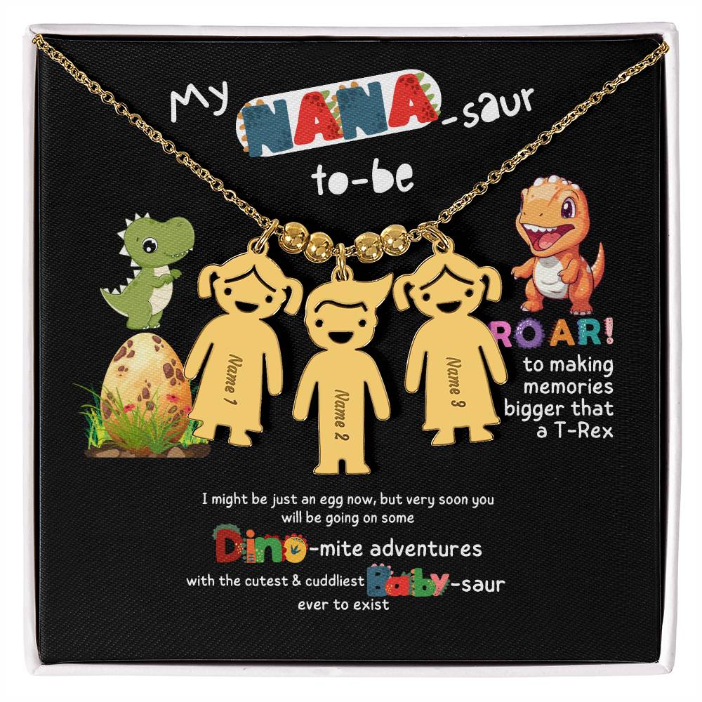 Personalized Kid Charm Necklace Gift for Grandma who has everything | Unique Sentimental Keepsake | Nana -saurus