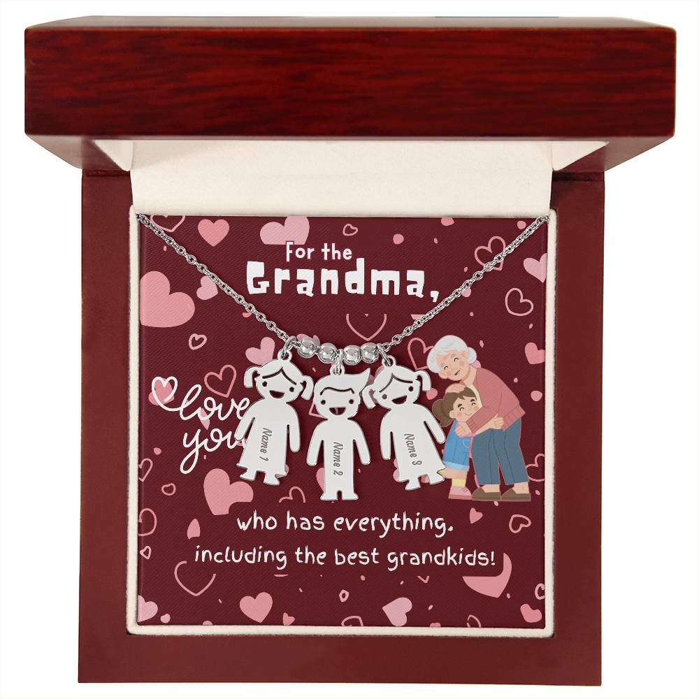 Personalized Kid Charm Necklace Gift for Grandma who has everything | Unique Sentimental Keepsake | The Best Grandkids