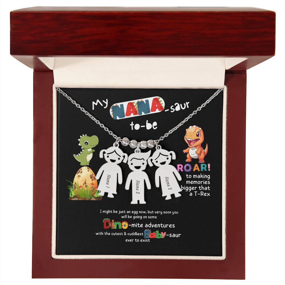 Personalized Kid Charm Necklace Gift for Grandma who has everything | Unique Sentimental Keepsake | Nana -saurus