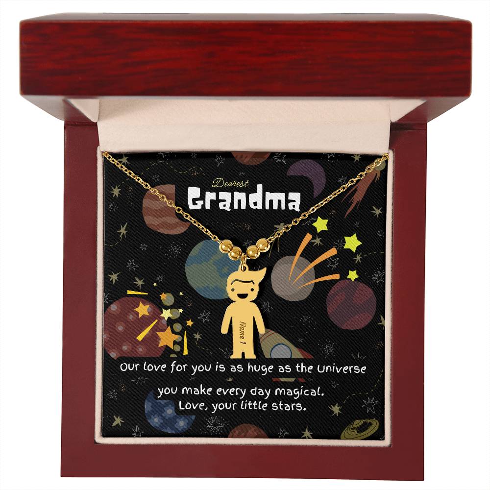 Personalized Kid Charm Necklace Gift for Grandma who has everything | Unique Sentimental Keepsake | Love as huge as the Universe