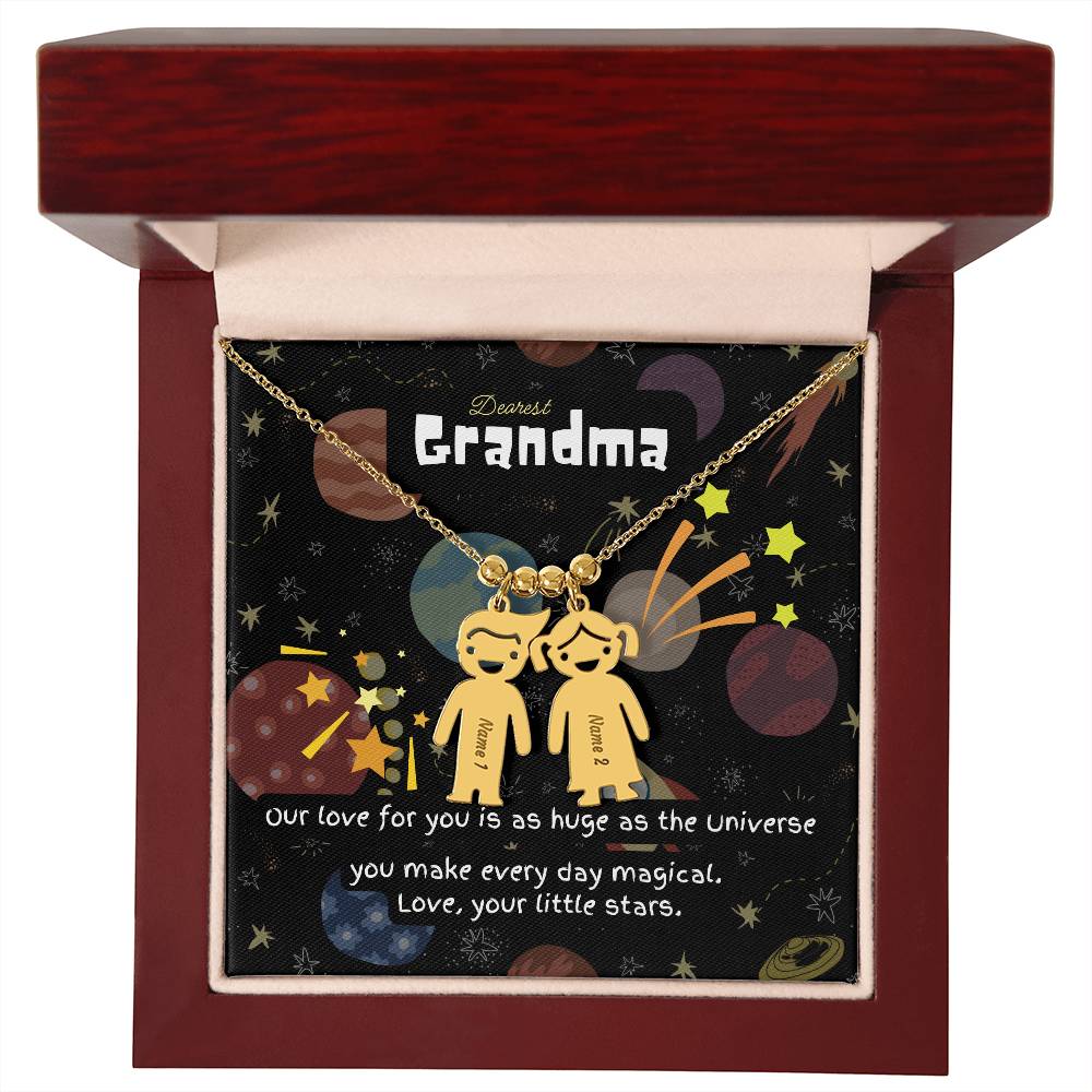 Personalized Kid Charm Necklace Gift for Grandma who has everything | Unique Sentimental Keepsake | Love as huge as the Universe