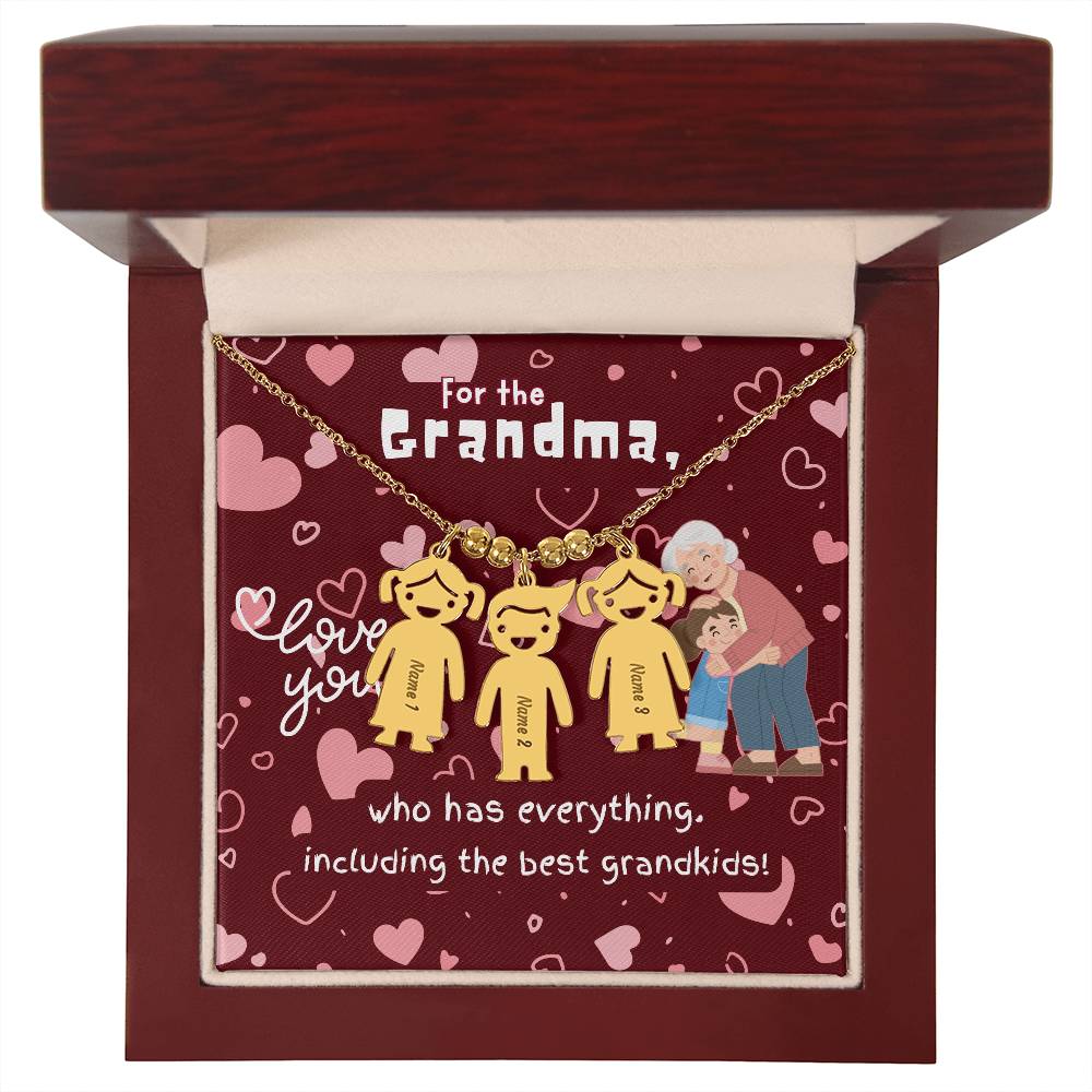 Personalized Kid Charm Necklace Gift for Grandma who has everything | Unique Sentimental Keepsake | The Best Grandkids