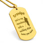 Engraved Dog Tag Necklace with Ball Chain | Personalized Unique Sentimental Gift for Grandfather who has everything | Superhero with Walking Stick