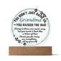 Single Grandma gift on Grandparent day for Nana | Thoughtful Cute present for Grammy who has everything | LED Acrylic Plaque | Raised the Bar