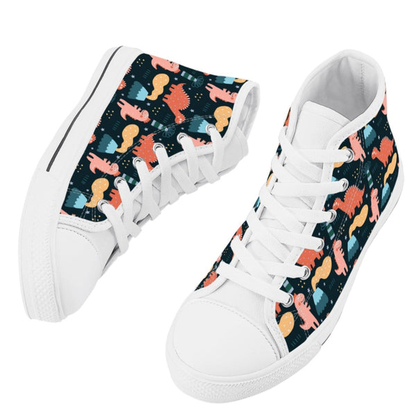 Skate shoe | High Top Canvas Sneakers | Skateboarding shoes for Kids | Durable | Dinosaur pattern
